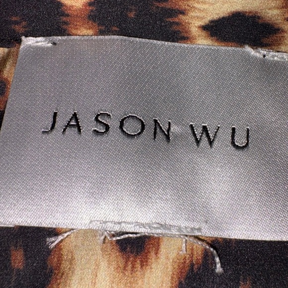Jason Wu Leopard Print Satin Button Up Blouse Women's M/L Brown Animal Print - Picture 5 of 6